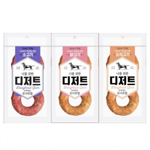 펫도매,너를위한디저트 오래먹는 도너츠껌(오리고기)