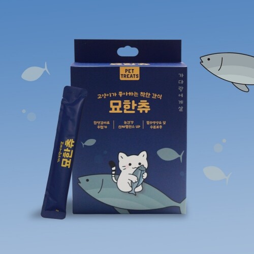 펫도매,묘한츄 갓성비 대용량 고양이 츄르 가다랑어&게살 15g*30p