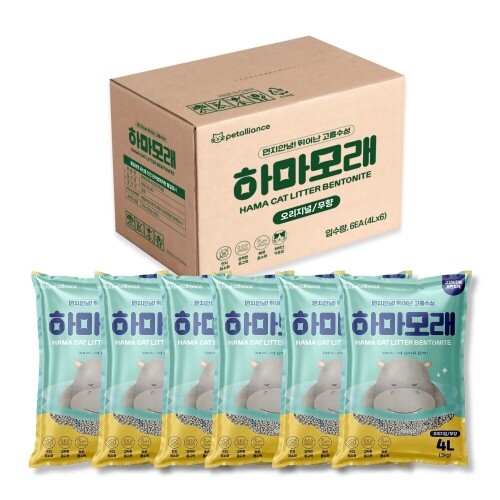 펫도매,하마 벤토나이트 모래(4L/무향)X6개