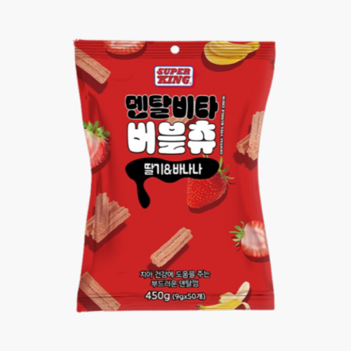 펫도매,[와직스] 슈퍼킹 덴탈비타 버블츄 딸기&바나나 (450g/9gx50개입)