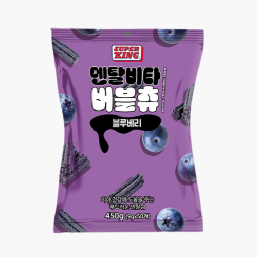 펫도매,[와직스] 슈퍼킹 덴탈비타 버블츄 블루베리 (450g/9gx50개입)