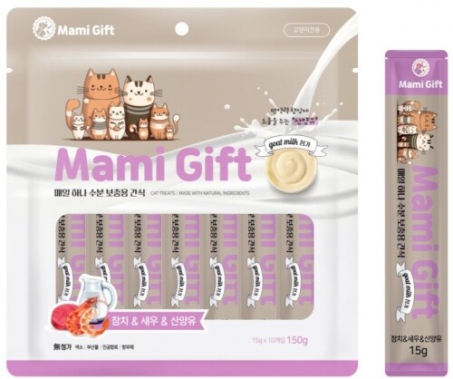 펫도매,마미기프트 캣 고양이 츄르 15gx10p 참치새우&산양유
