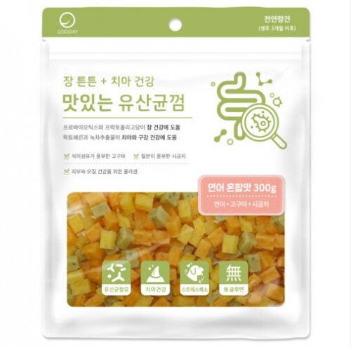 펫도매,굿데이 맛있는 유산균껌 연어 혼합맛 300g