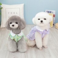 【매장】플라워 카라 민소매 원피스 강아지 여름 옷