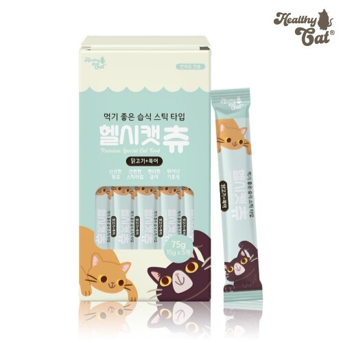 펫도매,헬시캣 츄 닭고기+북어 15g x 5p 1개