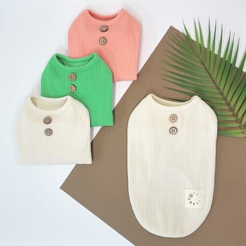 펫도매,펫츠랜드 모모 골지 티셔츠 아이보리 S-2XL