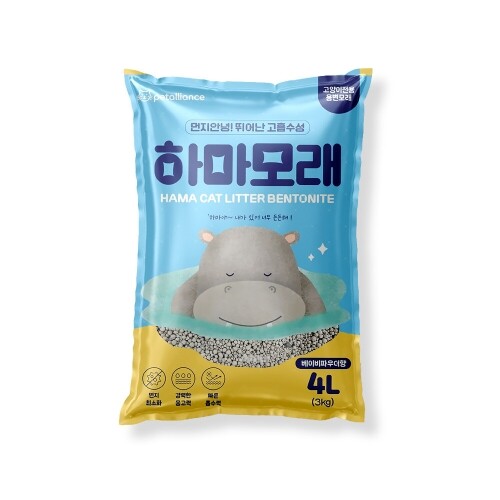 펫도매,하마 벤토나이트 모래(4L/베이비파우더향)